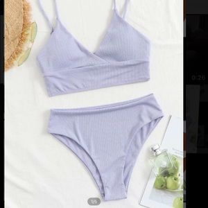 SHEIN Purple Ribbed High waisted Bikini